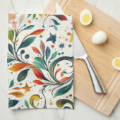 -geïnspireerde kleurrijke Paisley Leaf Pattern Theedoek (Quarter Fold)