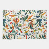 -geïnspireerde kleurrijke Paisley Leaf Pattern Theedoek (Horizontaal)