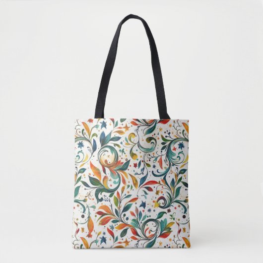 -geïnspireerde kleurrijke Paisley Leaf Pattern Tote Bag (Voorkant)