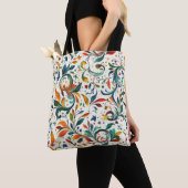 -geïnspireerde kleurrijke Paisley Leaf Pattern Tote Bag (Dichtbij)