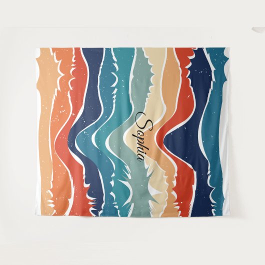 -geïnspireerde kleurrijke strepen ontwerp wandtapi wandkleed (Voorkant (horizontaal))