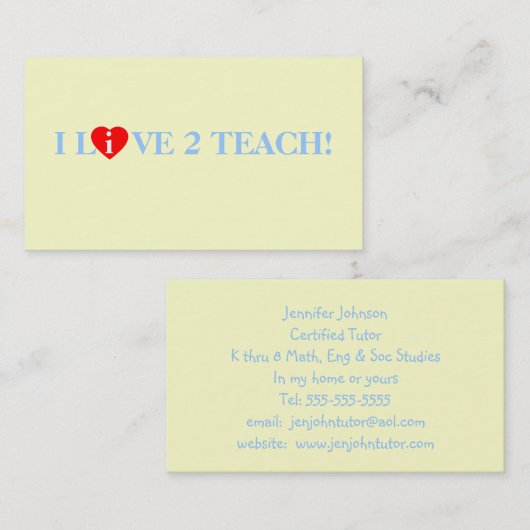 Geïnspireerde leerleraar-leermeester-leerling visitekaartje (Voorkant / Achterkant)