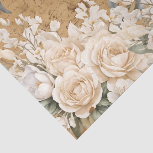  geïnspireerde leeuw & witte rozen decoupage tissuepapier (Detail)