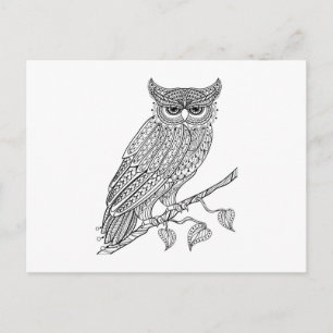 Geïnspireerde Magische Owl die op Tak zit Briefkaart