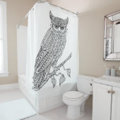 Geïnspireerde Magische Owl die op Tak zit Douchegordijn (In situ)