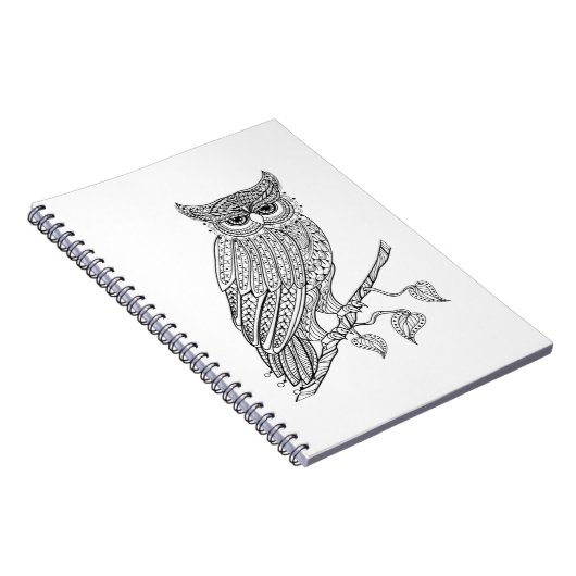 Geïnspireerde Magische Owl die op Tak zit Notitieboek (Rechterzijde)