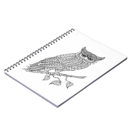 Geïnspireerde Magische Owl die op Tak zit Notitieboek (Linkerzijde)