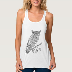 Geïnspireerde Magische Owl die op Tak zit Tanktop