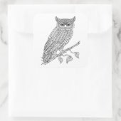 Geïnspireerde Magische Owl die op Tak zit Vierkante Sticker (Tas)