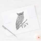Geïnspireerde Magische Owl die op Tak zit Vierkante Sticker (Envelop)