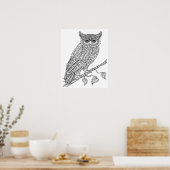 Geïnspireerde Magische Owl Zitten op Tak 2 Poster (Keuken)