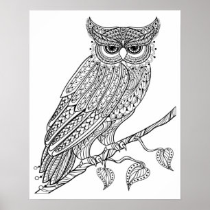 Geïnspireerde Magische Owl Zitten op Tak 2 Poster