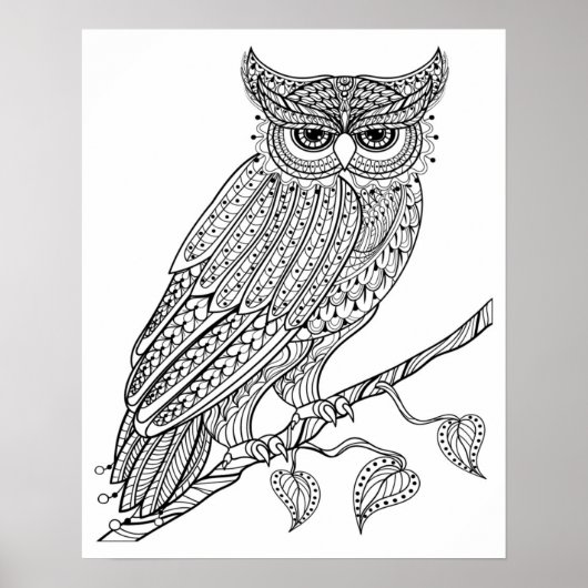 Geïnspireerde Magische Owl Zitten op Tak 2 Poster (Voorkant)