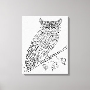 Geïnspireerde Magische Owl Zitten op Tak 6 Canvas Afdruk