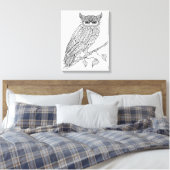 Geïnspireerde magische uil zittend op tak 6 canvas afdruk (Insitu (Slaapkamer))
