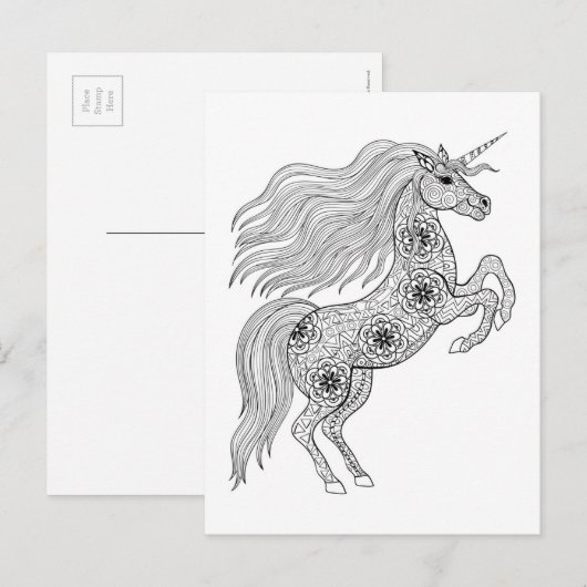 Geïnspireerde magische unicorn briefkaart (Voorkant / Achterkant)