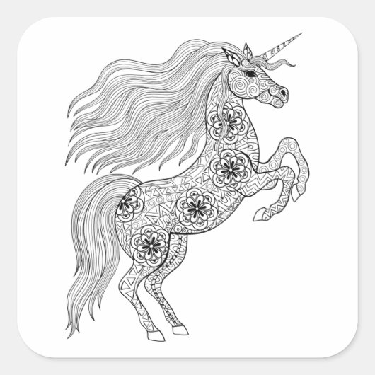 Geïnspireerde magische unicorn vierkante sticker (Voorkant)