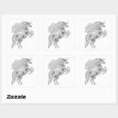 Geïnspireerde magische unicorn vierkante sticker (Vel)