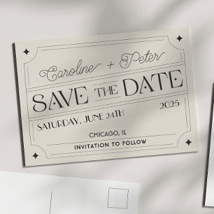 -geïnspireerde Matchbox "Save the Date" Aankondigi Aankondigingskaart