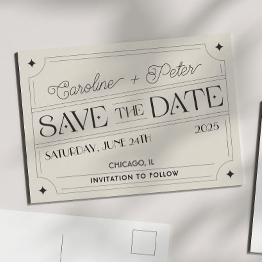 -geïnspireerde Matchbox "Save the Date" Aankondigi Aankondigingskaart