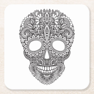 Geïnspireerde menselijke schedel kartonnen onderzetters