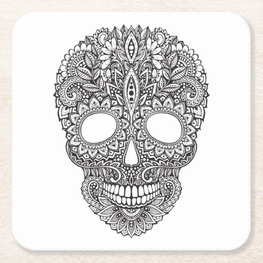 Geïnspireerde menselijke schedel kartonnen onderzetters (Voorkant)