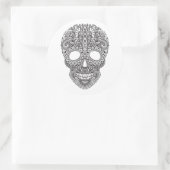 Geïnspireerde menselijke schedel ronde sticker (Tas)