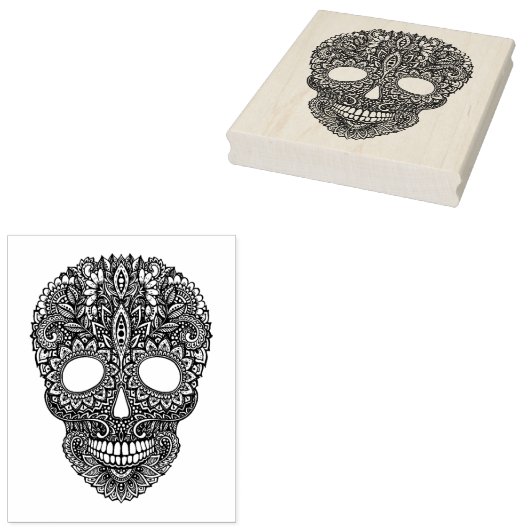 Geïnspireerde menselijke schedel rubberstempel (Gestempeld)