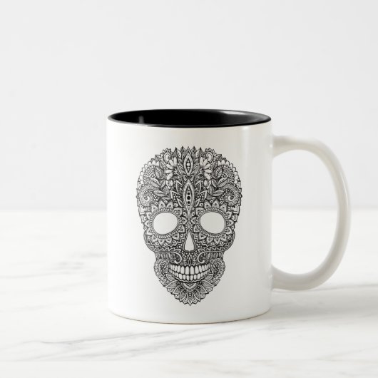 Geïnspireerde menselijke schedel tweekleurige koffiemok (Rechts)