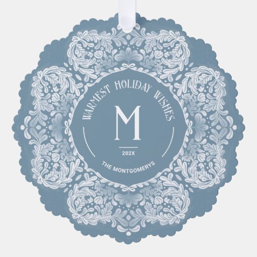 geïnspireerde Monogram Vakantie Kaart Ornament (Voorkant)