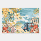 geïnspireerde oceaan Bloemen & Vis Inpakpapier Vel (Voorkant 3)