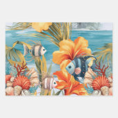 geïnspireerde oceaan Bloemen & Vis Inpakpapier Vel (Voorkant 2)