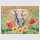  geïnspireerde olifant & rode klaprozen Decoupage Tissuepapier (Voorkant)