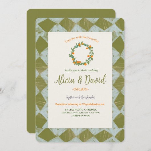  geïnspireerde Oranje bruiloft uitnodiging (Voorkant / Achterkant)