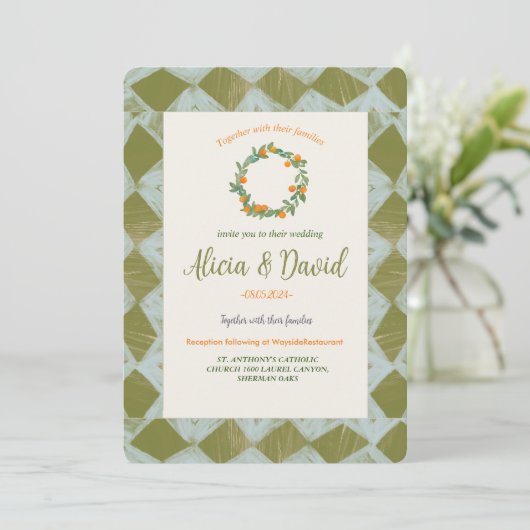  geïnspireerde Oranje bruiloft uitnodiging (Staand voorkant)