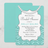 Geïnspireerde parels Aqua Blue Bridal Shower-uitno Kaart (Voorkant / Achterkant)