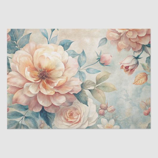  geïnspireerde pastel perzik Waterverf decoupage Tissuepapier (Voorkant)