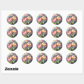  geïnspireerde Pastel Spring Waterverf Bloemen Ronde Sticker (Vel)