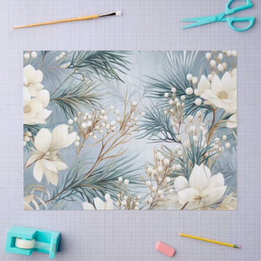  geïnspireerde pastel winterblauwe bloem tissuepapier (Craft)