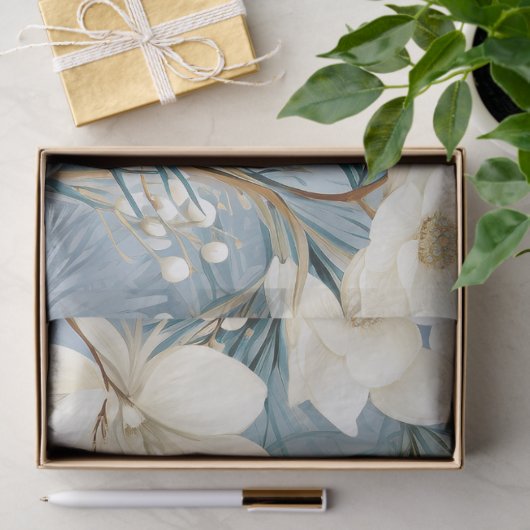  geïnspireerde pastel winterblauwe bloem tissuepapier (Geschenk)