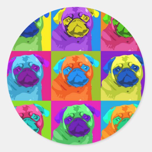geïnspireerde Pug Circle Sticker (Voorkant)