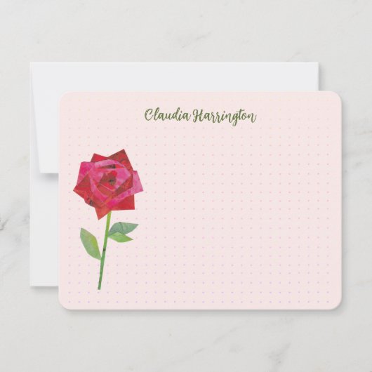 -geïnspireerde Red Rose Retro stijl Originele kuns Notitiekaartje (Voorkant)
