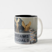 Geïnspireerde rendierdromen: een Motivatie vakanti Tweekleurige Koffiemok (Voorkant rechts)