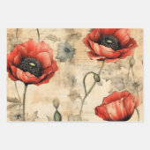  geïnspireerde rode klaprozen inpakpapier vel (Voorkant)