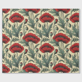-geïnspireerde rode papaver cadeaupapier (Vlak)