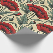 -geïnspireerde rode papaver cadeaupapier (Hoek)