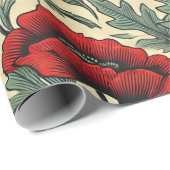-geïnspireerde rode papaver cadeaupapier (Rol Hoek)
