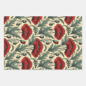 -geïnspireerde rode papaver inpakpapier vel (Voorkant 3)