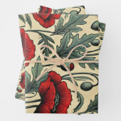 -geïnspireerde rode papaver inpakpapier vel (In situ)