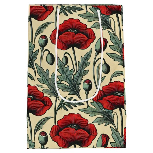 -geïnspireerde rode papaver medium cadeauzakje (Achterkant)